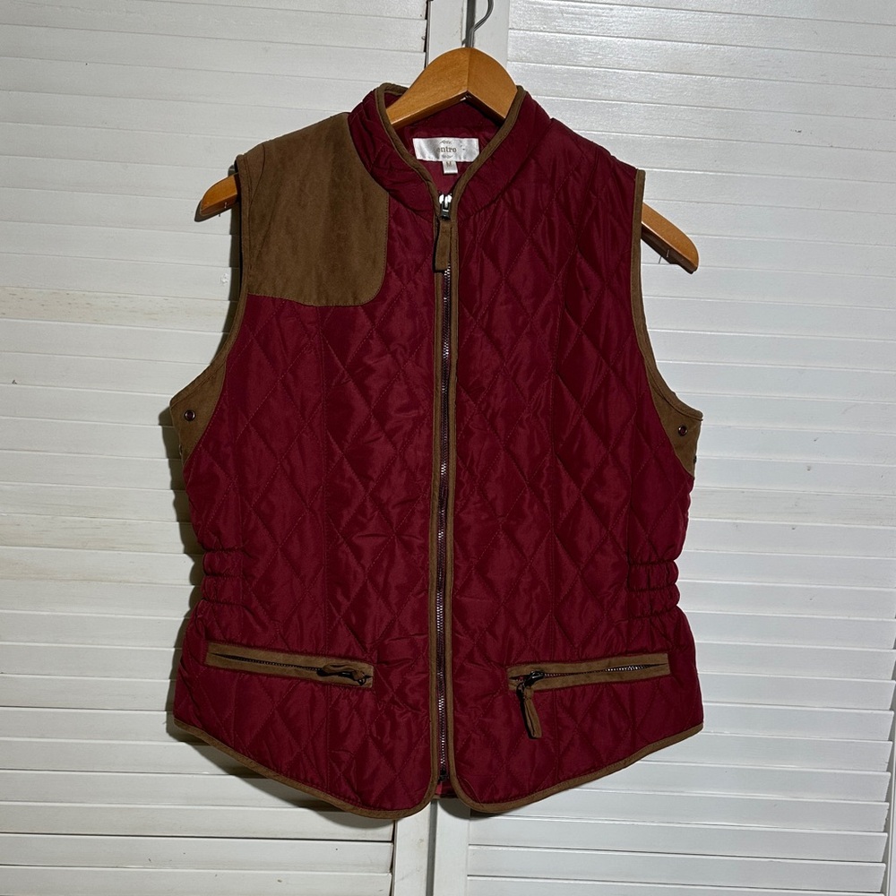 Entro Burgundy and Brown Quilted Vest